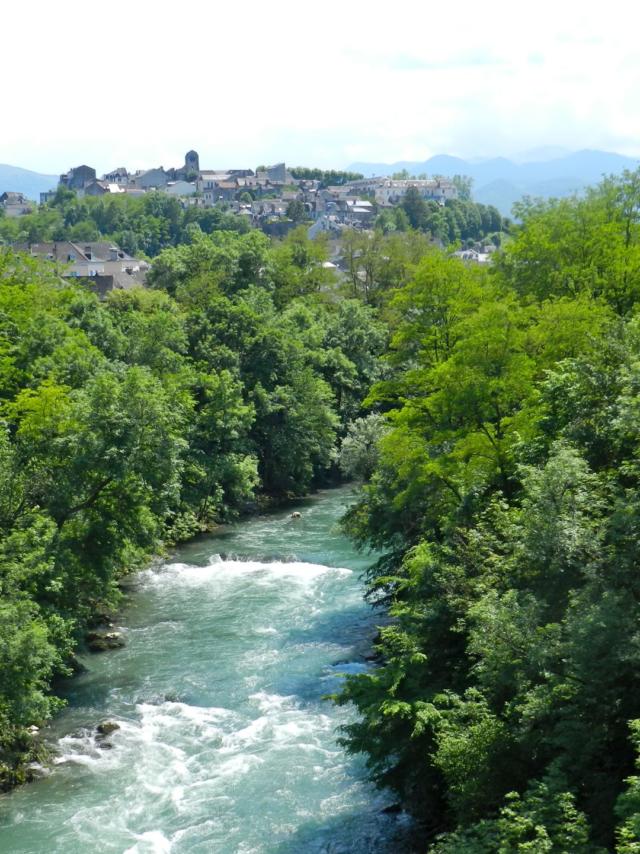 Vue sur le gave d'Ossau et sur le quartier Sainte-Croix d'Oloron Sainte-Marie