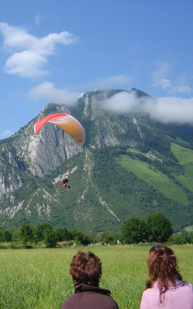 Parapente en voie d'atterrissage