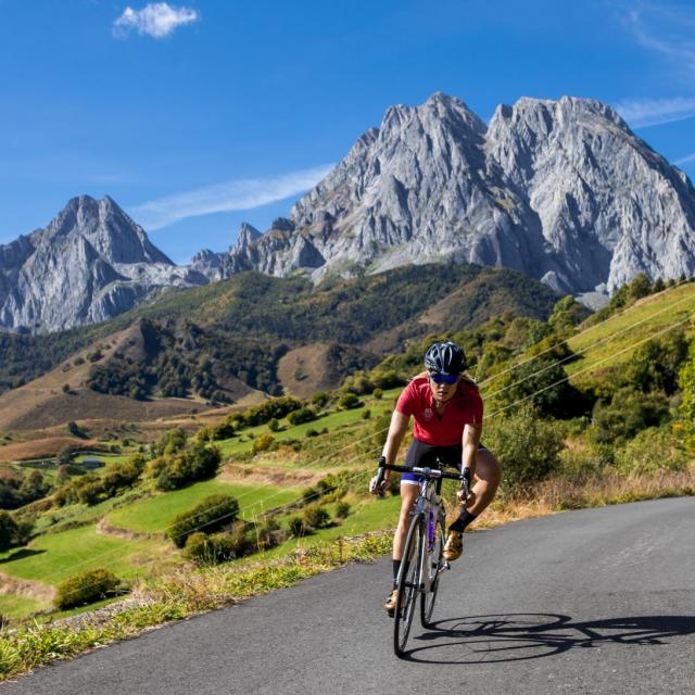 Tels les champions du Tour de France, Camille Deligny en pleine ascension à Lescun (vallée d'Aspe)